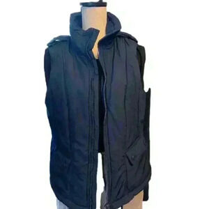 Liz & Co Navy Blue Sleeveless Puffer Vest Size L